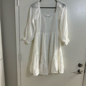 Ces Femme-New-Baby Doll Boho  Dress White  Size: Small